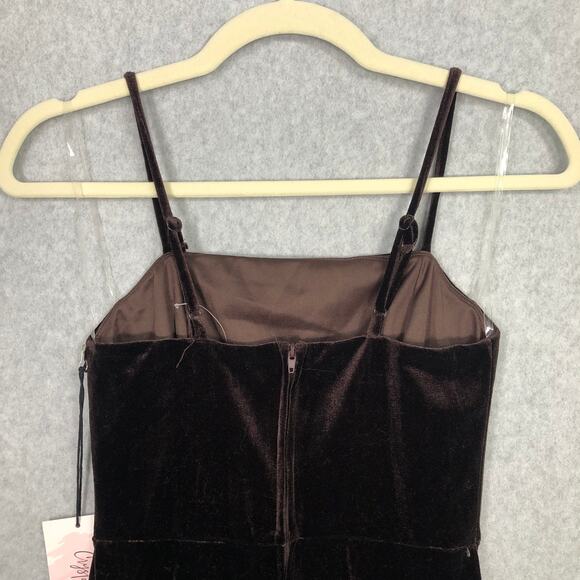 Y2K‎ 90s Crystal Sky Dress Small Brown Velvet Velour Whimsigoth Feminine Witchy - Picture 7 of 10